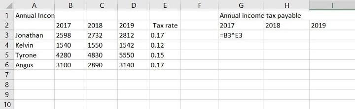 Tham chiếu hỗn hợp trong Excel